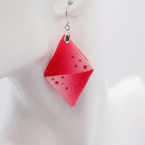 Faded Red Diamond Earrings - Picture 2 of 4